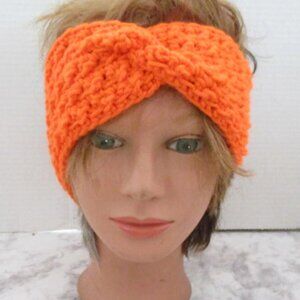 Crocheted Ornage Twisted Head Band Ear Warmer Hand Crafted
